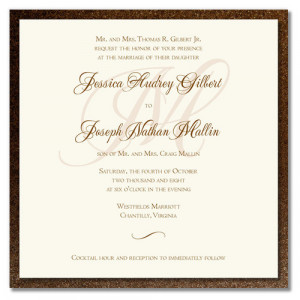 Madison Wedding Invitation with Chocolate Shimmer Base, matte Antique ...