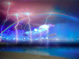 Rainbow Lightning Rainbow and lightning by
