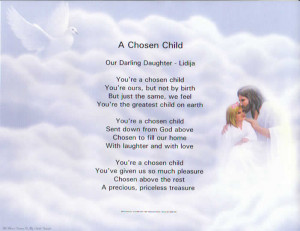 Chosen Child Inspirational Certificate for your adopted child.