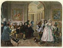 Dr. Johnson in the ante-room of Lord Chesterfield . Coloured engraving ...