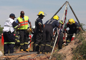Rescue services and emergency personal try to free miners trapped ...