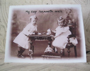 Best Friends Notecard - My Cup Runn eth Over Vintage Inspired Notecard ...