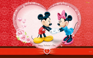 ... Disney Love Minnie Mouse Mickey Mouse Heart Cartoon Holiday Wallpaper