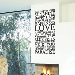 Beach Home Love Summer Art Wall Stickers Quotes Wall Decals Wall ...