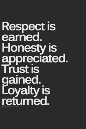 Respect Is Earned, Honesty Is Appreciated: Quote About Respect Is ...