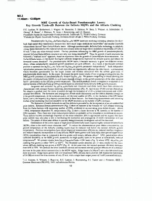 MBE Growth Of GaAs-based Pseudomorphic Lasers: Key Growth Trade-offs