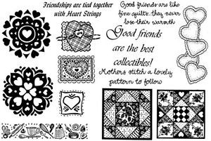 ... -Rubber-Stamps-Sheet-Hearts-Quilting-Friends-Friendship-Sayings