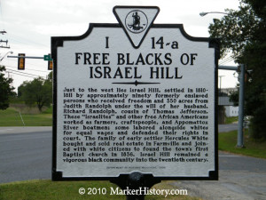 ... hill marker i 14 a just to the west lies israel hill settled in 1810