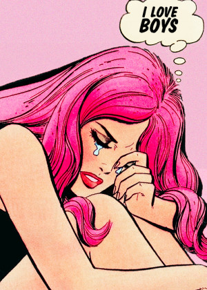 , cry, crying, cute, depression, girl, indie, manga, pink, pink hair ...