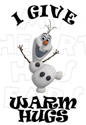 DIY Disney Frozen Olaf warm hugs iron on transfer digital art ...