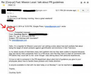 The email from the Google Press Team in response to Mission Local’s ...