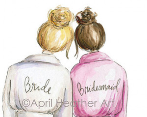 ... PDF Download printable cards Blonde bride, brunette bridesmaid