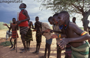 African people performing a tribal dance Karamoja Uganda