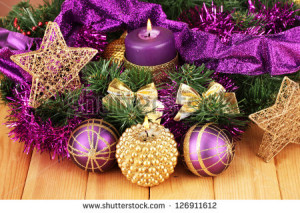 purple and gold christmas decorations