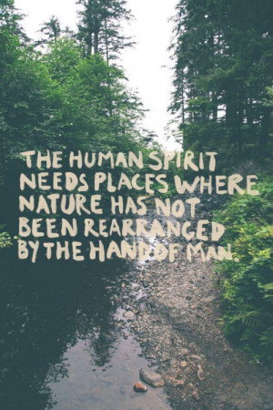 ... needs places where nature has not been rearranged by the hands of man