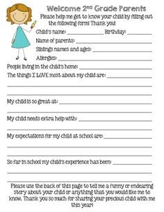 to school back to school pre k ideas student information sheet prek ...