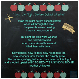 Twas The Night Before School Started Poem