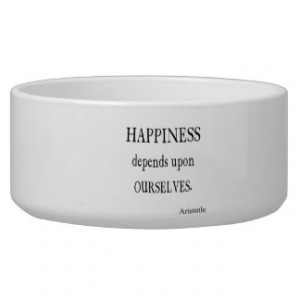 Vintage Aristotle Happiness Inspirational Quote Dog Food Bowls