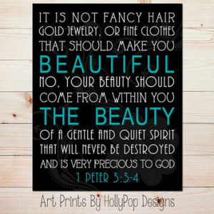 Bible Verse Art Print Girls Room Wall Decor It is not Fancy Hair 1 ...