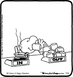 You know what would be funny? If instead of a pile of coffee mugs, the ...