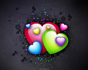 cool hearts colorful 3d wallpapers 1024x819