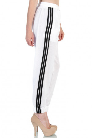 Home gt One Side Stripe Mesh Jogger Pants White