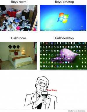 The difference between boys and girls rooms and desktops True Story