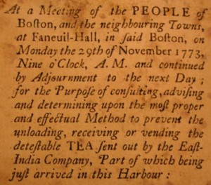 Boston Tea Party Newspaper 1773