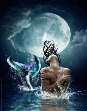 Moonlit #Mermaid #WAter #Ocean #Sea #Fin #Art