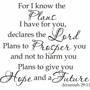 For I know the plans I have for you, Declares the Lord...