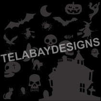 Pack of 22 Halloween Decals Sticker - Cat Bird Skull Moon Spider Ghost ...