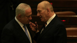 ... (left) with Ehud Olmert in 2009 (photo credit: Yossi Zamir/Flash90