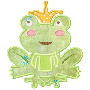 Frog Prince Digital Embroidery Applique Design