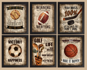 Famous Sports Quotes - Set of 6 photo prints - Poster Wall Art Vintage ...