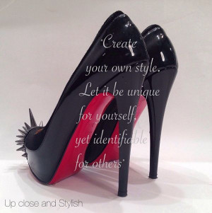 black Christian Louboutin pumps & quote - Up Close and Stylish