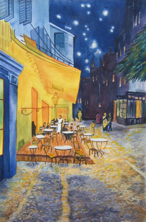 Vincent van Gogh Cafe Terrace at Night painting, from a profile on the ...