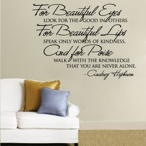 Details about Audrey Hepburn For Beautiful Eyes Quote Wall decal