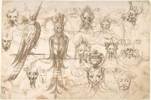 Studies for Grotesque Masks and Birds (recto); Candelabra Grotesques ...