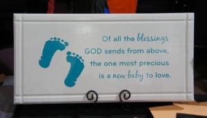God's Blessing is a new baby to love - Birth 22x11 Solid Wood Sign ...