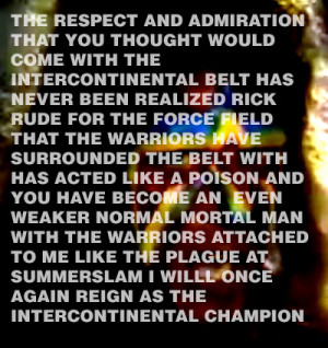 ... field surrounds / Intercontinental Belt / Warriors are the plague