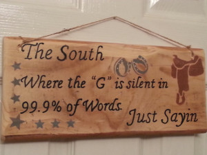 ... . South, wood sign, reclaimed wood sign. Hand painted wood quote sign