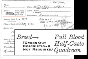 Caste categories in an identity card used in the 1940s [4].