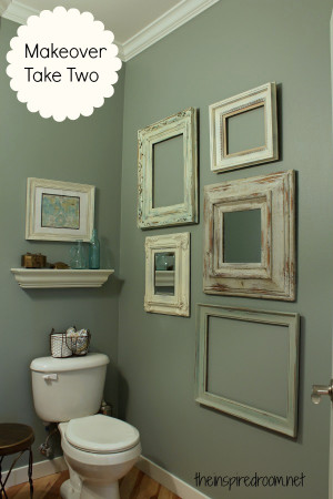 Finally the day came when this little powder room got its second paint ...