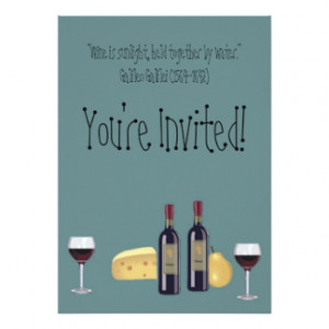 Wine and Cheese Party+Quote 5x7 Paper Invitation Card
