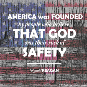 Ronald Reagan Quote - America Founded - distrssed american flag