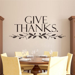 Give Thanks Art Quote Home Decor Stickers Christian Family Wall Decal ...