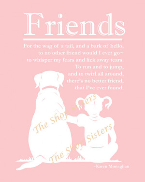 Girl and Dog Poem Friend Silhouette Pink and White 8 x 10 Print Wall ...
