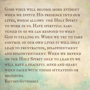 Hearing Gods voice. Christian life.
