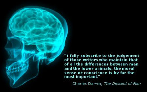 ... and brain image with Charles Darwin quotation from The Descent of Man