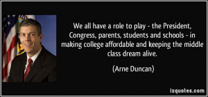 role to play - the President, Congress, parents, students and schools ...